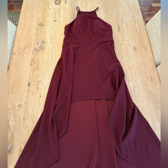 David’s Bridal Burgundy Wine High Low Dress Pockets sz 12 - Picture 1 of 7